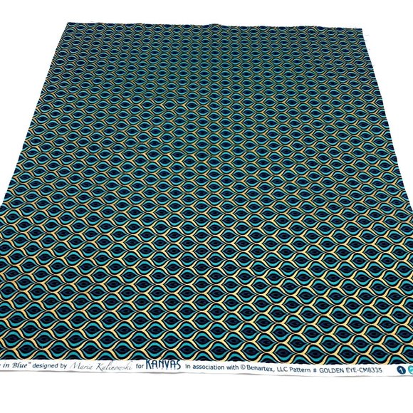 Golden Eye Peacock Teal Fat Quarter Fabric Square 100% Cotton 18" x 21" Minimum - Picture 7 of 7